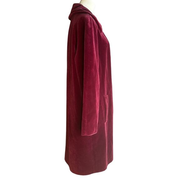 Vtg Betty Rose Burgundy Red Velvet Double Button 3/4 Length Coat Victorian Sz L? - Picture 5 of 9